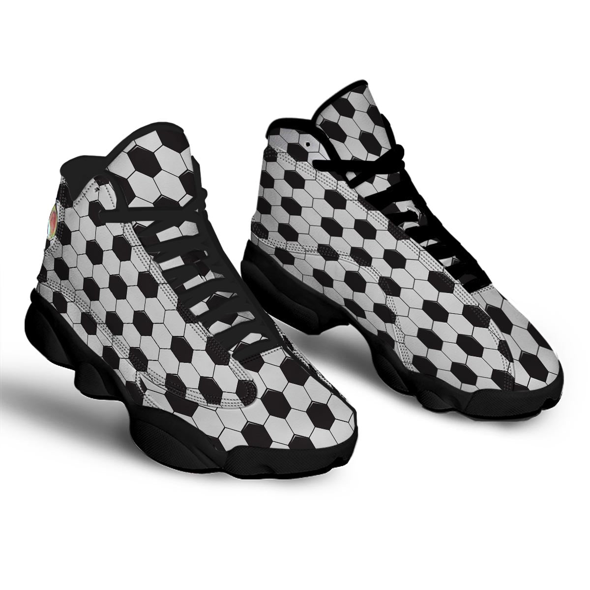 Texture Soccer Ball Print Pattern Black Basketball Shoes-grizzshop