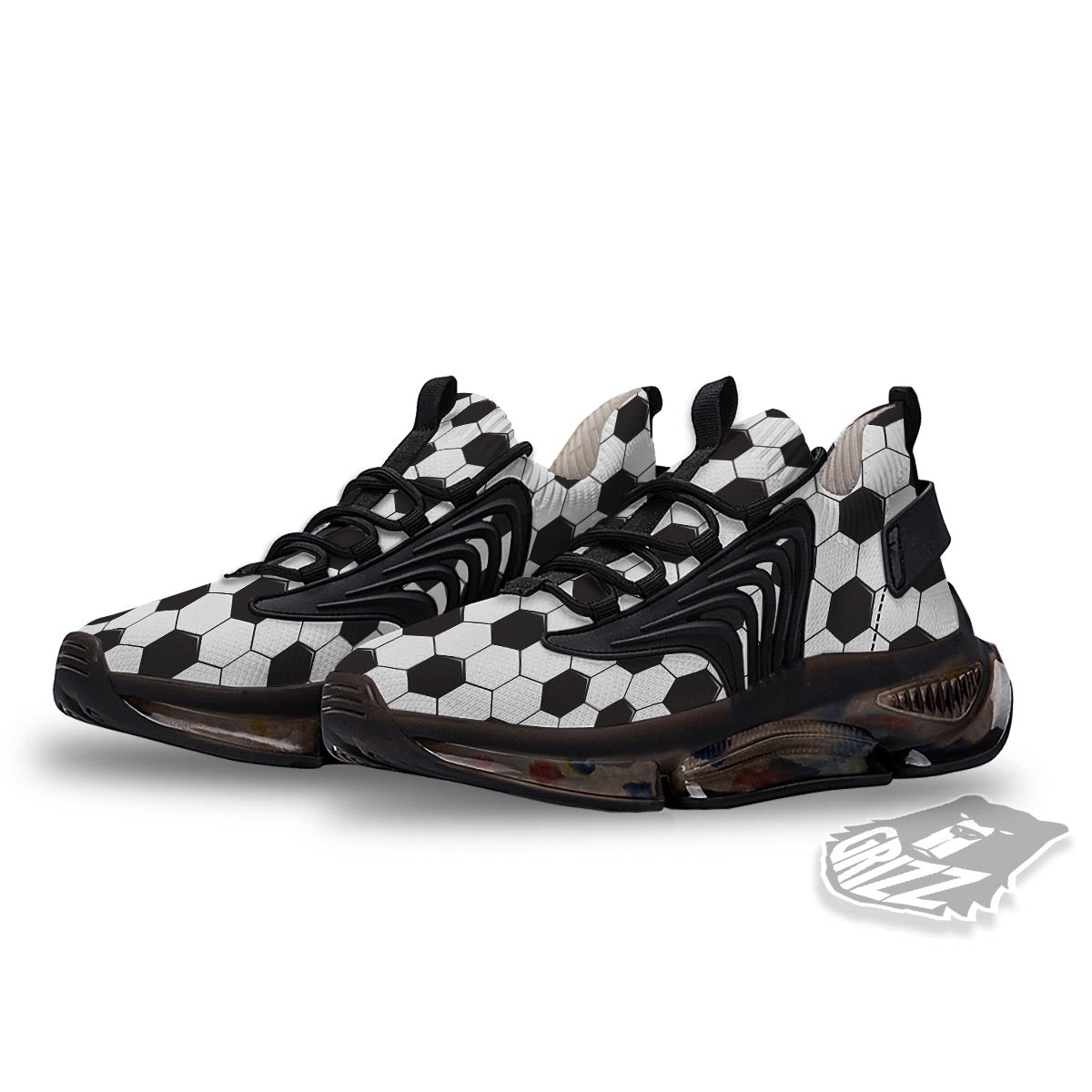 Texture Soccer Ball Print Pattern Black Gym Shoes-grizzshop