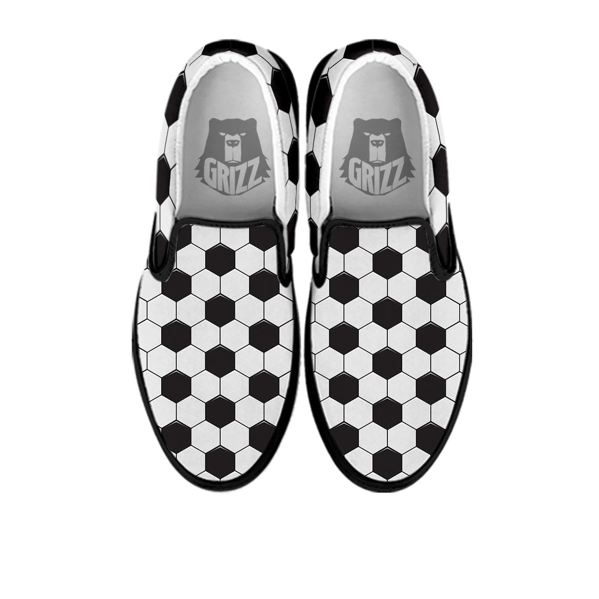 Texture Soccer Ball Print Pattern Black Slip On Shoes-grizzshop