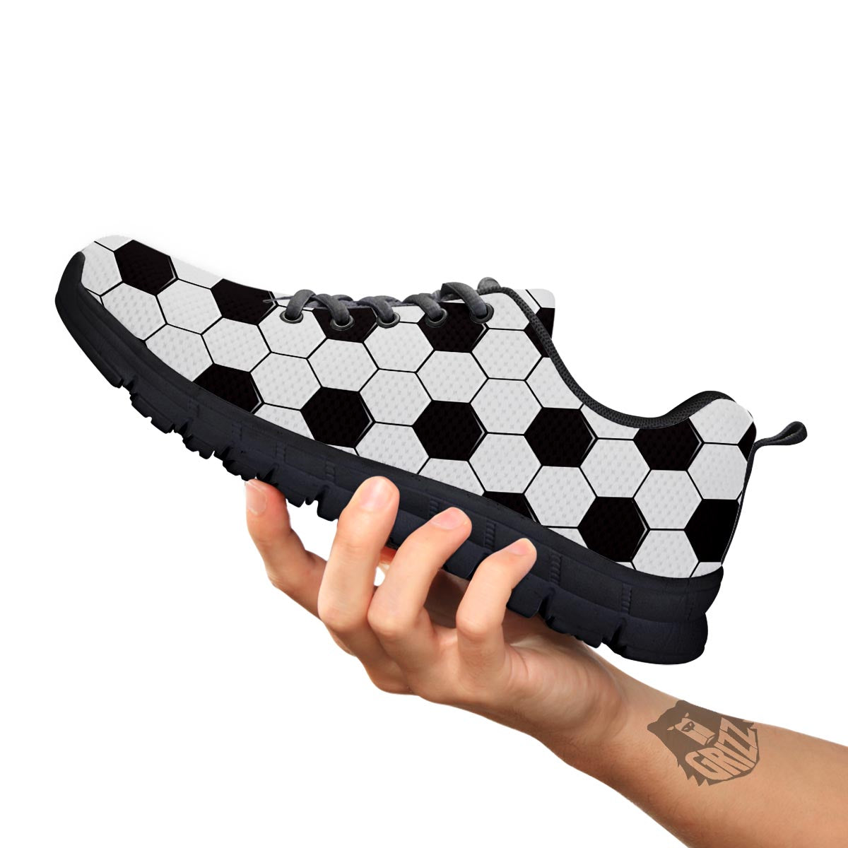 Texture Soccer Ball Print Pattern Black Sneaker-grizzshop