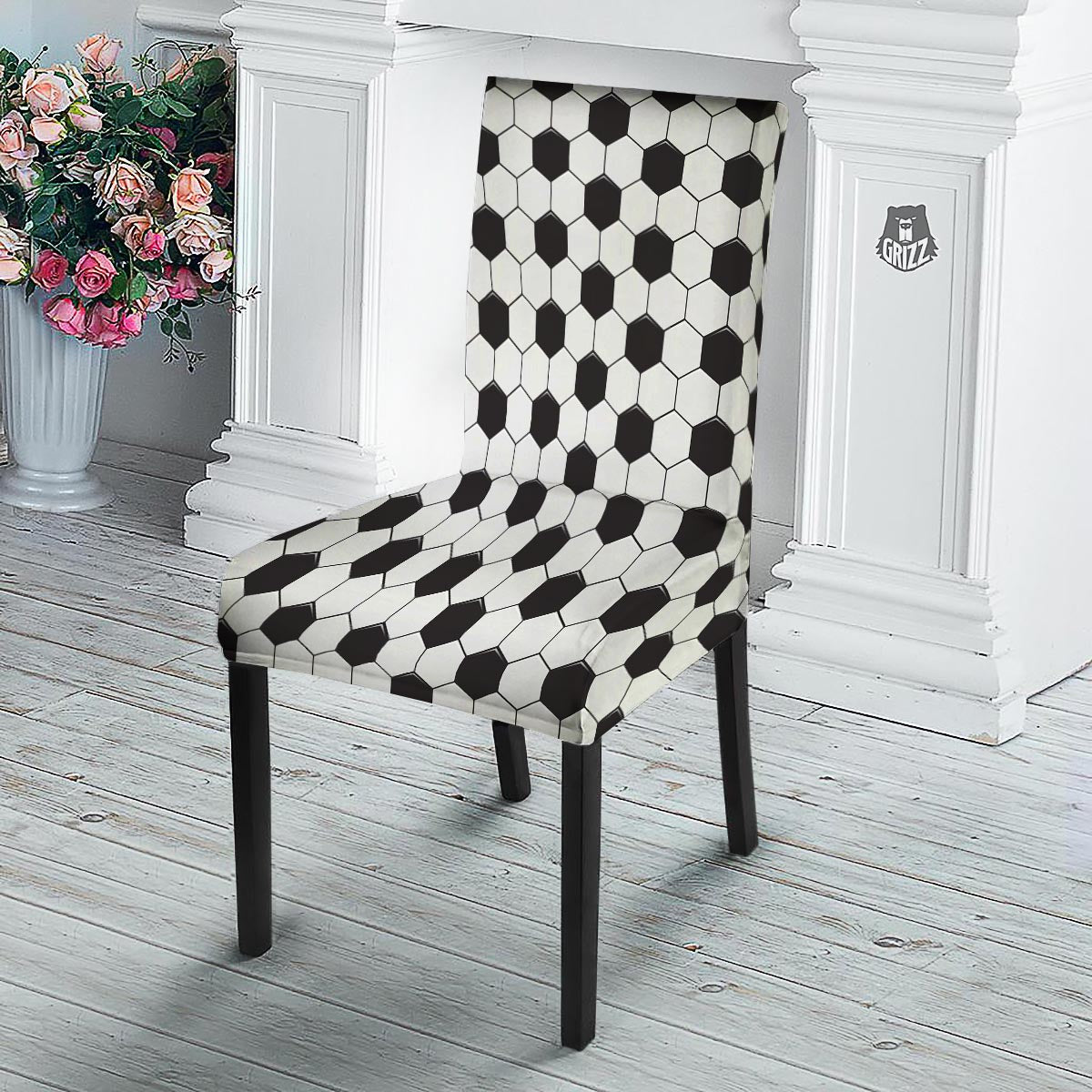 Texture Soccer Ball Print Pattern Dining Chair Slipcover-grizzshop