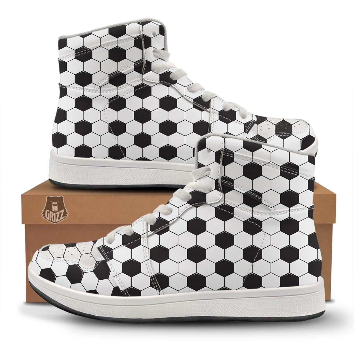 Texture Soccer Ball Print Pattern High Top Sneakers-grizzshop