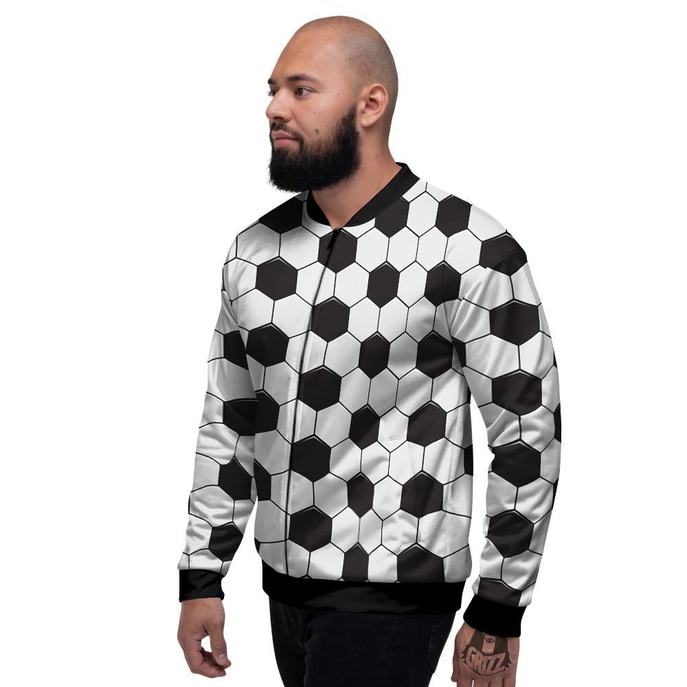 Texture Soccer Ball Print Pattern Men's Bomber Jacket-grizzshop