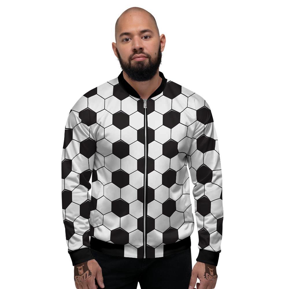 Texture Soccer Ball Print Pattern Men's Bomber Jacket-grizzshop
