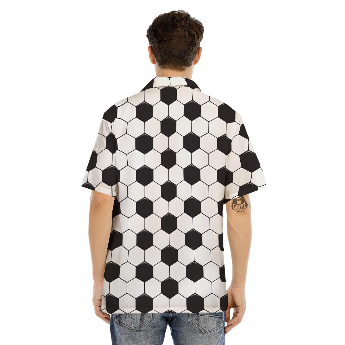Texture Soccer Ball Print Pattern Men's Hawaiian Shirt-grizzshop