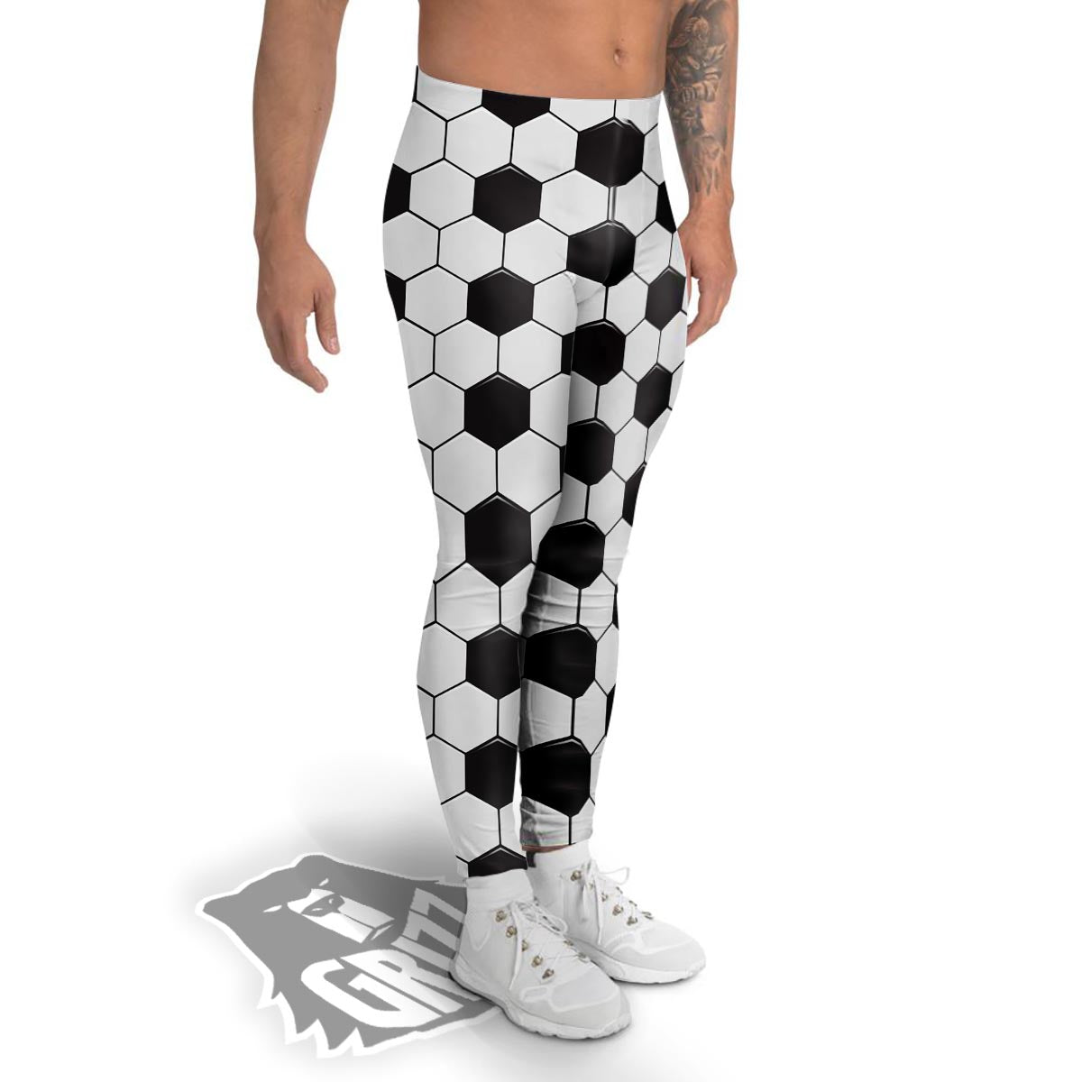 Texture Soccer Ball Print Pattern Men's Leggings-grizzshop
