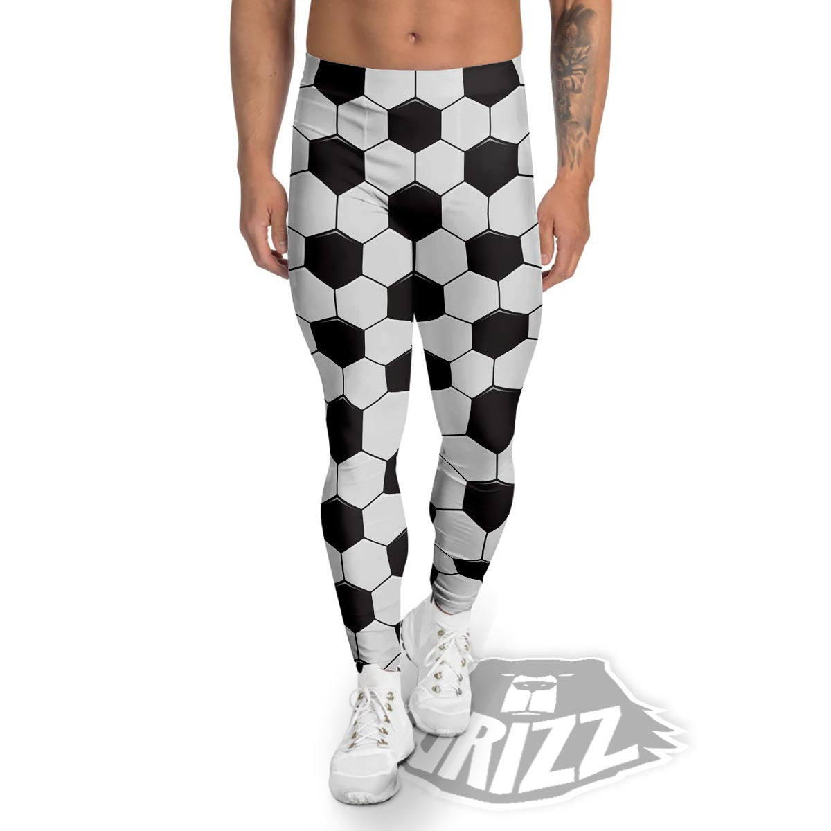 Texture Soccer Ball Print Pattern Men's Leggings-grizzshop
