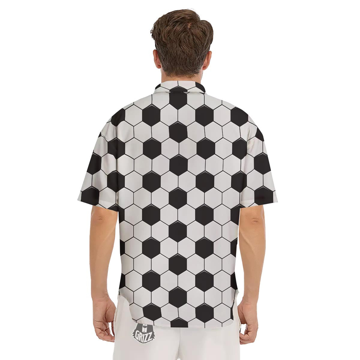 Texture Soccer Ball Print Pattern Men's Short Sleeve Shirts-grizzshop