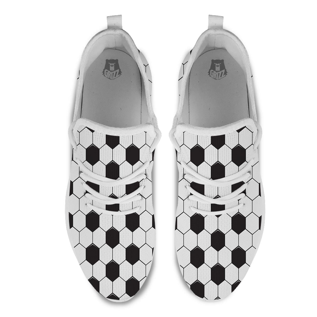 Texture Soccer Ball Print Pattern White Athletic Shoes-grizzshop