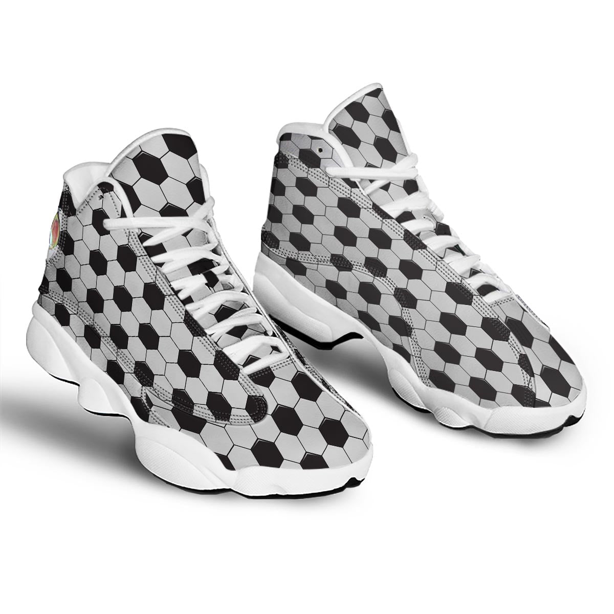 Texture Soccer Ball Print Pattern White Basketball Shoes-grizzshop