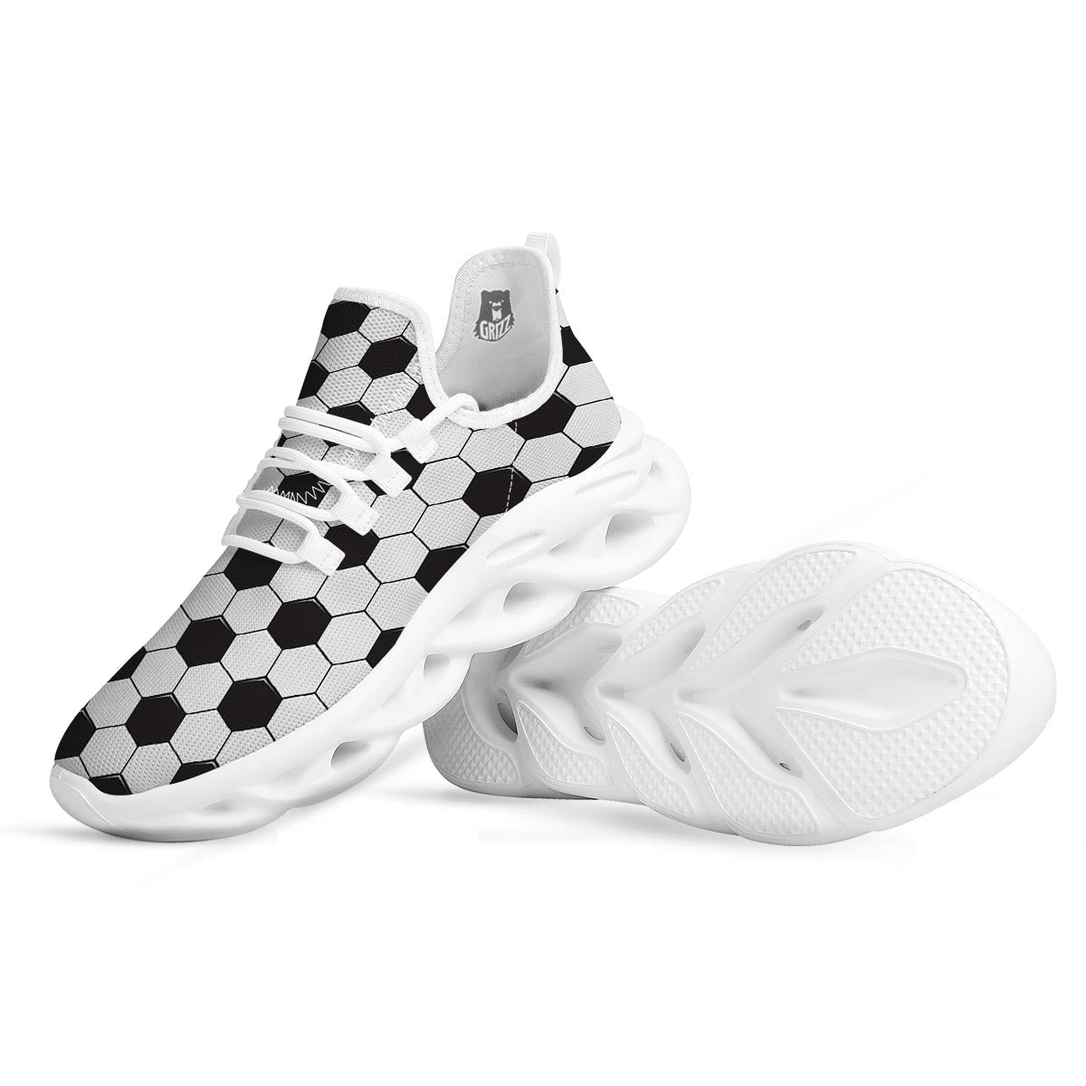 Texture Soccer Ball Print Pattern White Running Shoes-grizzshop