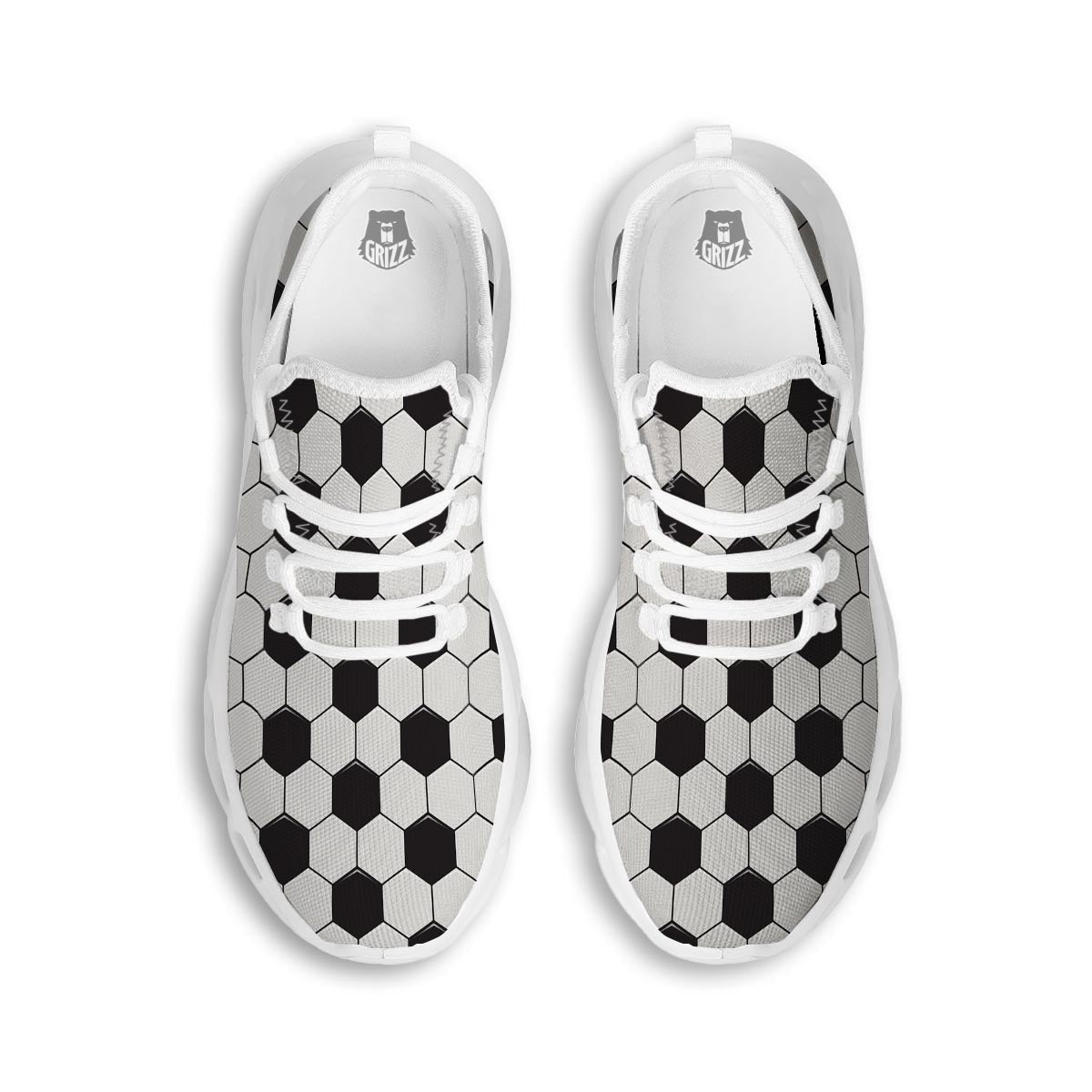 Texture Soccer Ball Print Pattern White Running Shoes-grizzshop