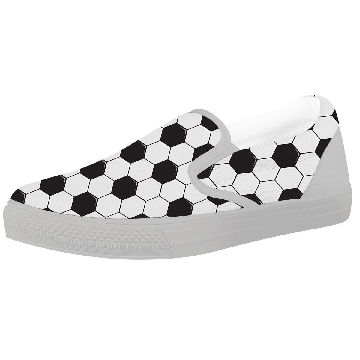 Texture Soccer Ball Print Pattern White Slip On Shoes-grizzshop
