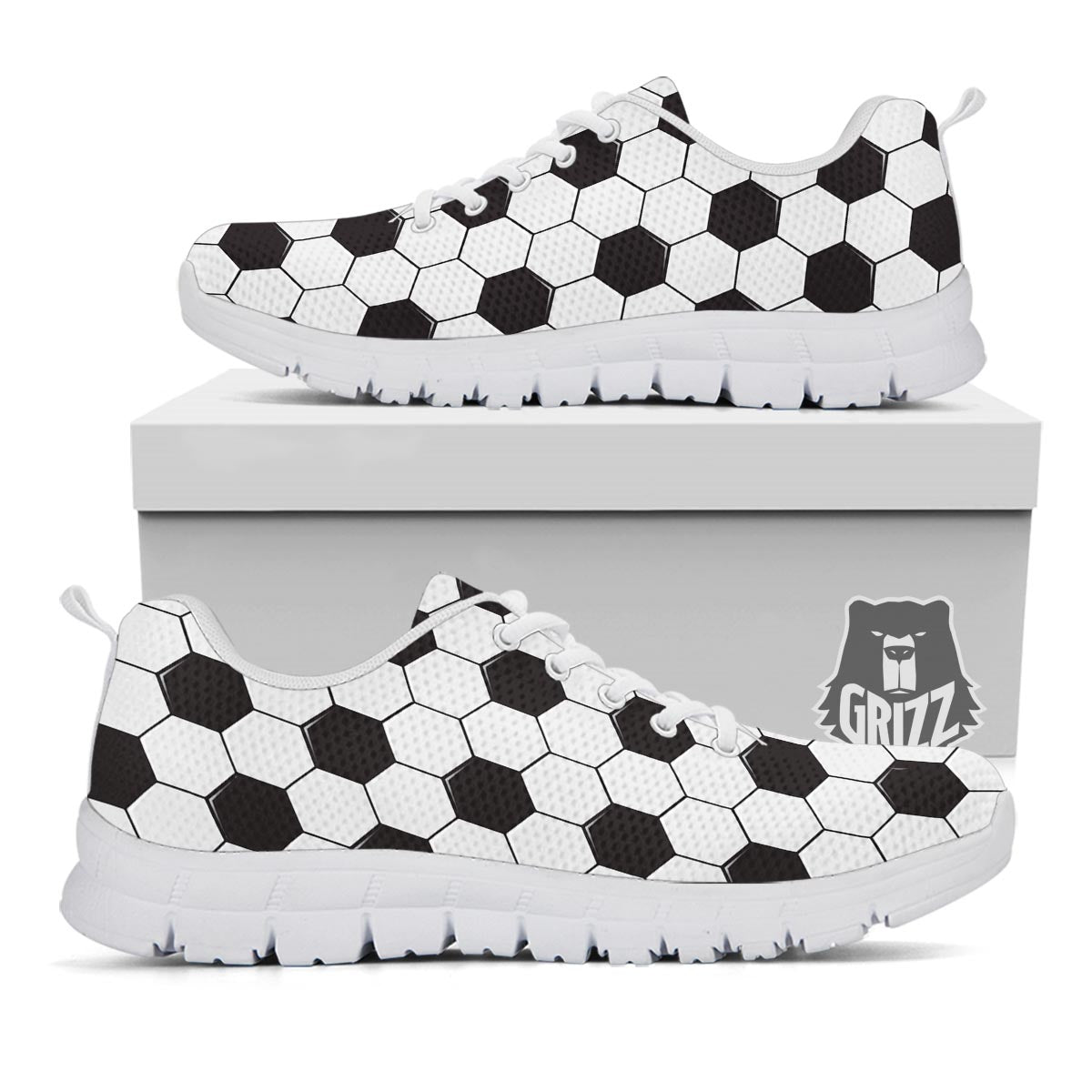 Texture Soccer Ball Print Pattern White Sneaker-grizzshop