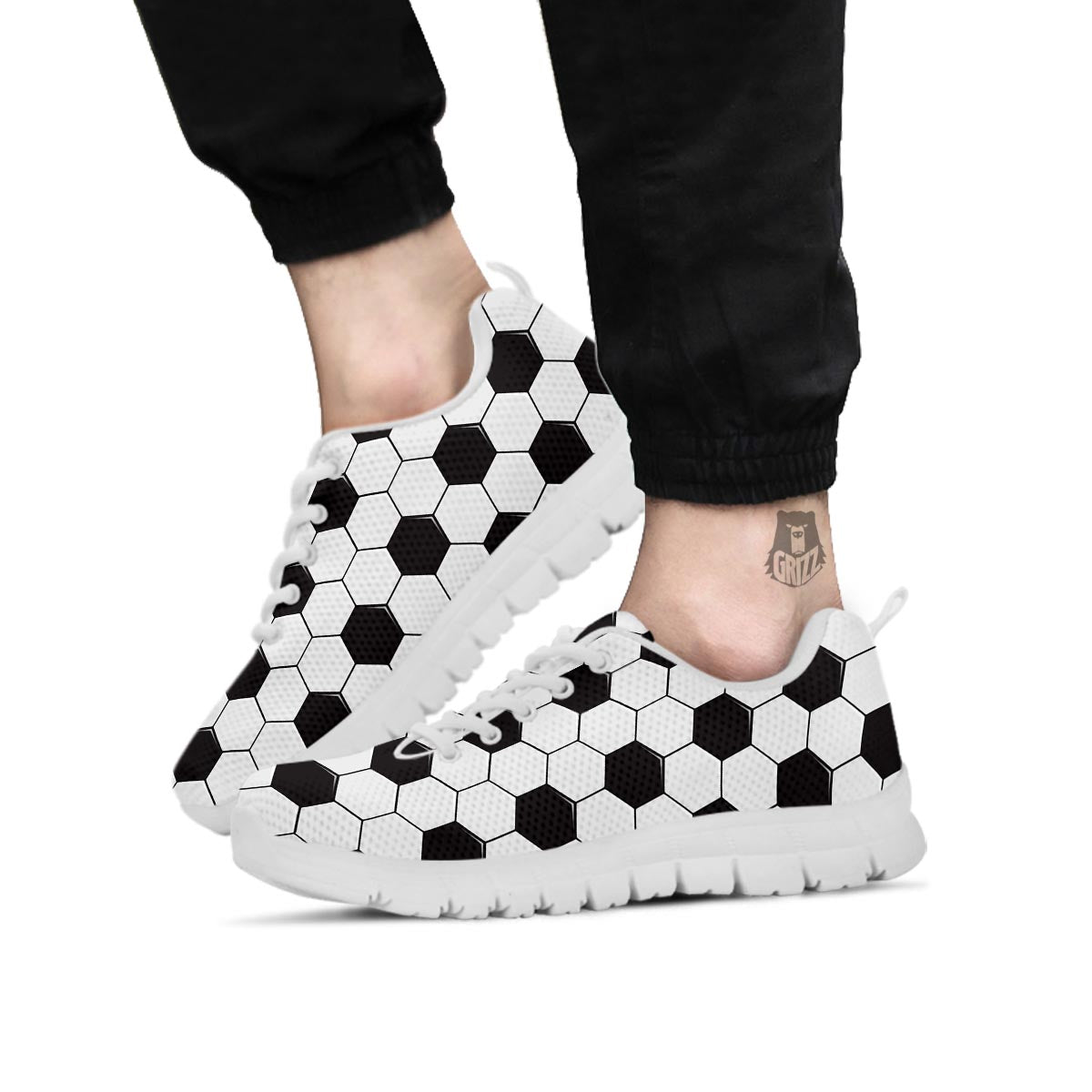 Texture Soccer Ball Print Pattern White Sneaker-grizzshop