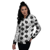 Texture Soccer Ball Print Pattern Women's Bomber Jacket-grizzshop