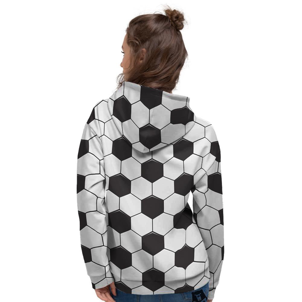 Texture Soccer Ball Print Pattern Women's Hoodie-grizzshop