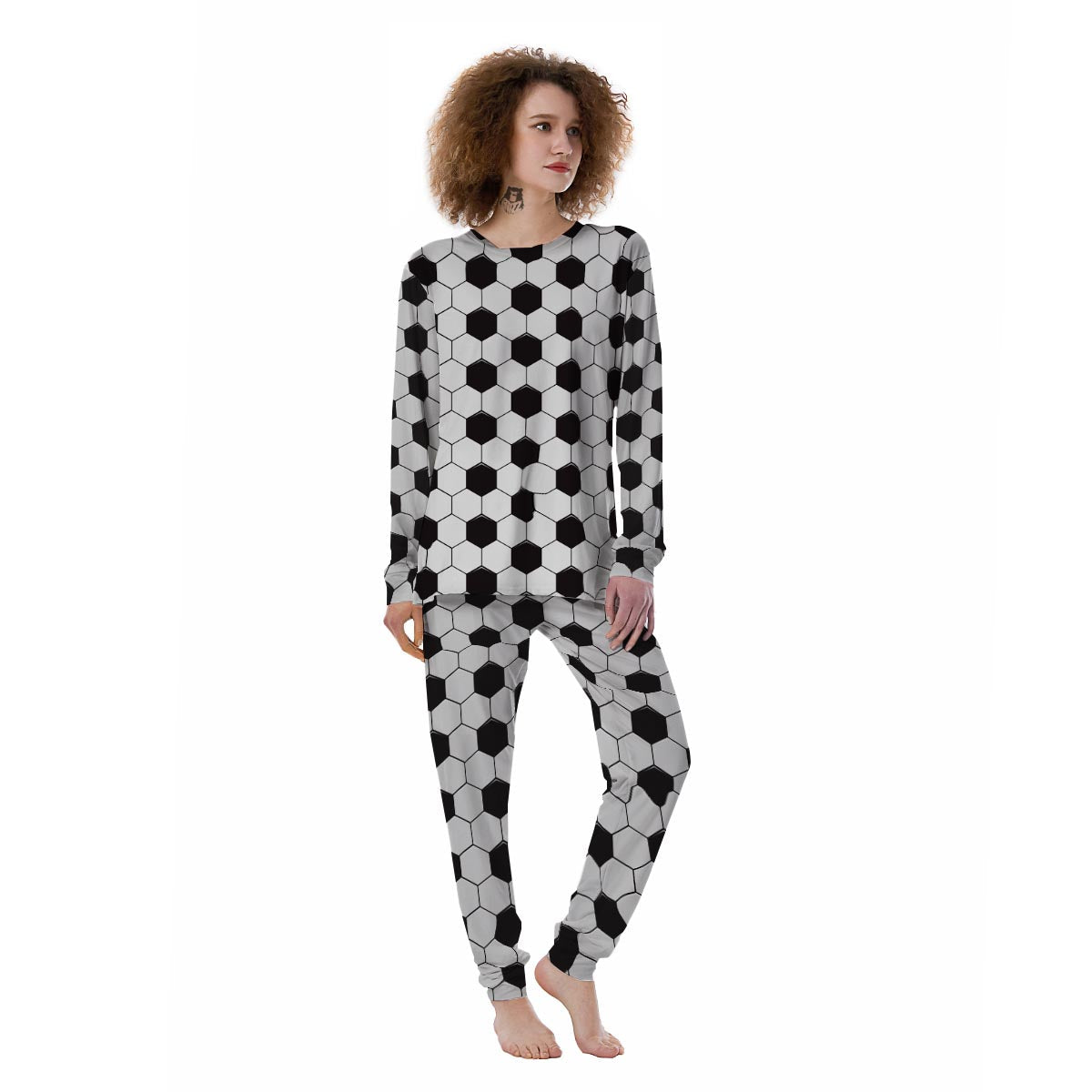 Texture Soccer Ball Print Pattern Women's Pajamas-grizzshop