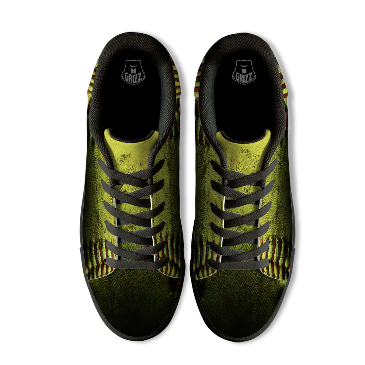 Texture Softball Ball Print Black Low Top Sneakers-grizzshop