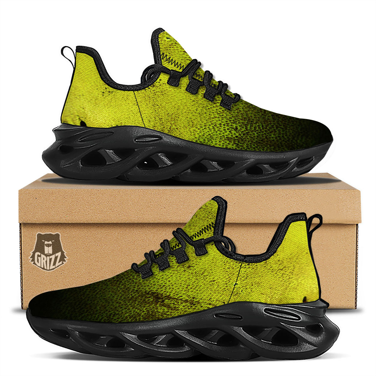 Texture Softball Ball Print Black Running Shoes-grizzshop