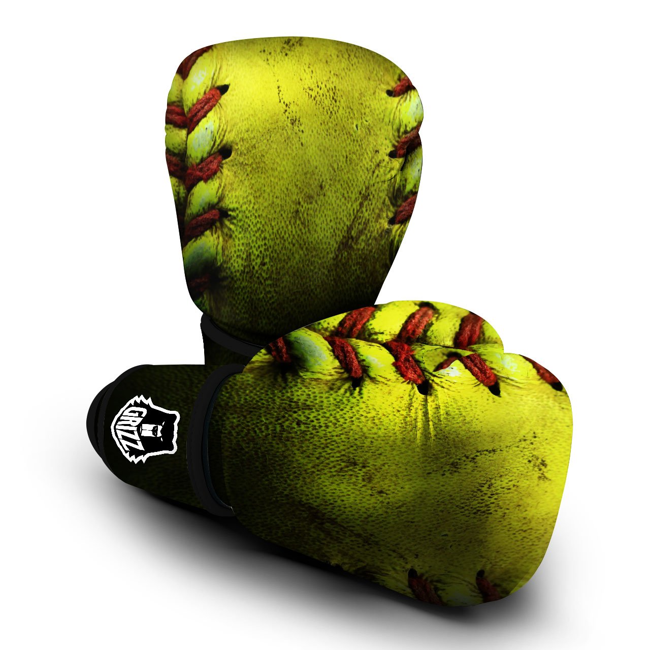 Texture Softball Ball Print Boxing Gloves-grizzshop