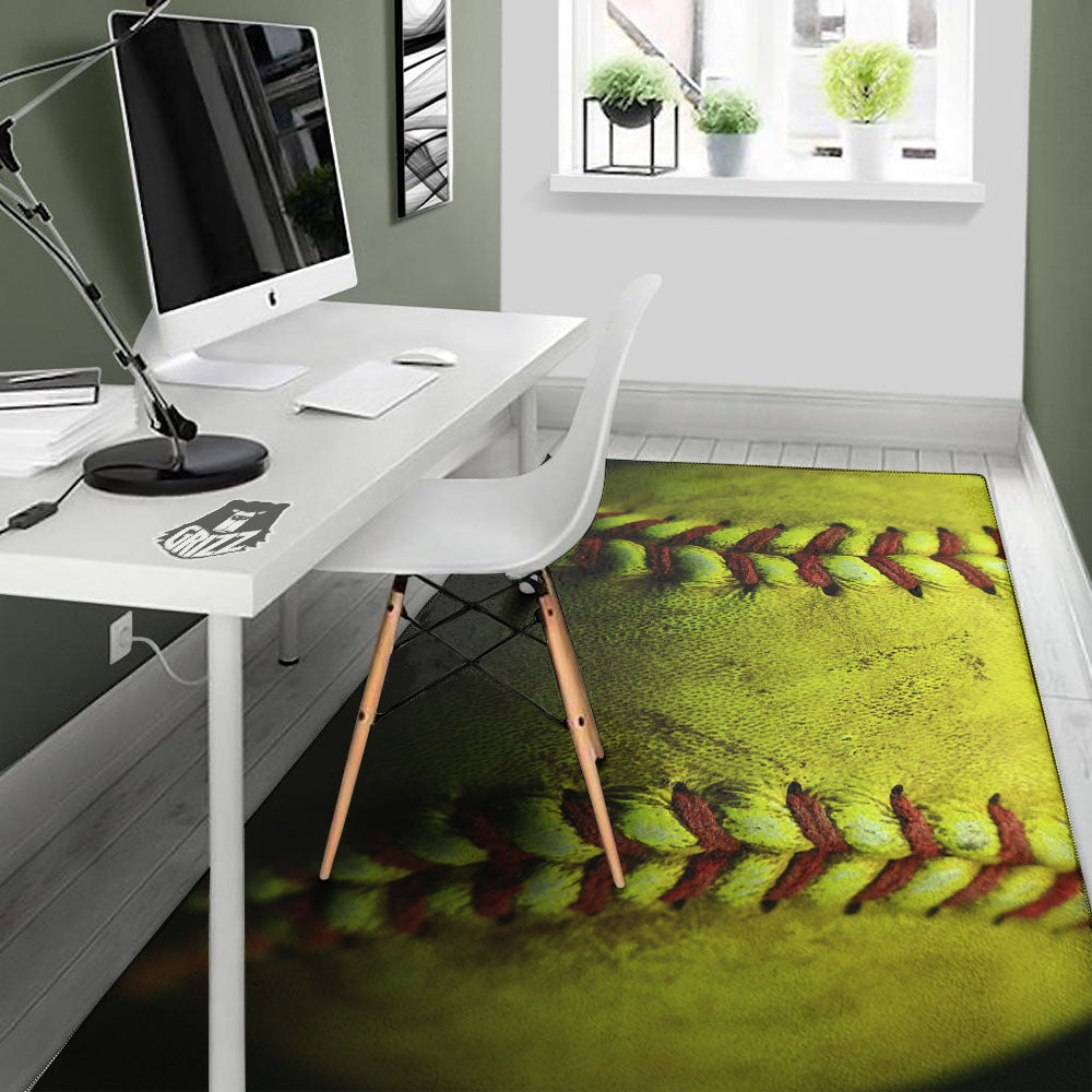 Texture Softball Ball Print Floor Mat-grizzshop