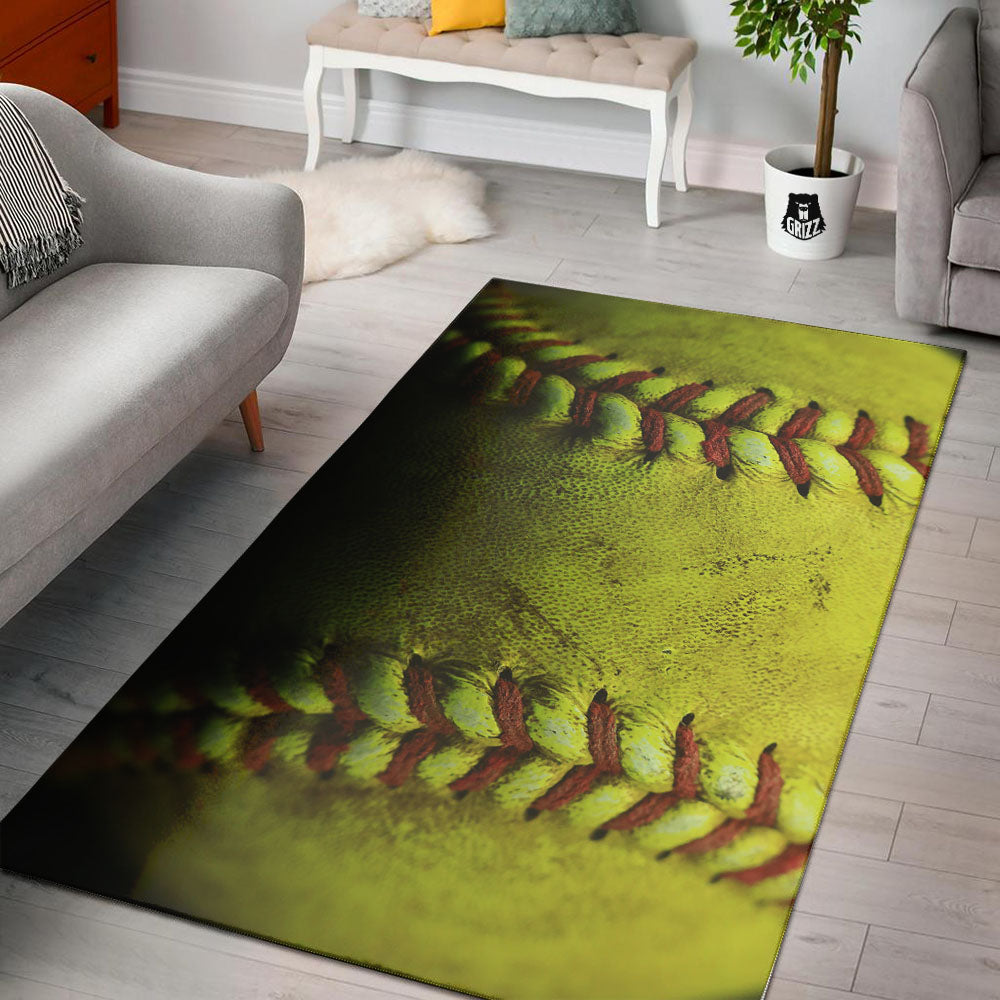Texture Softball Ball Print Floor Mat-grizzshop