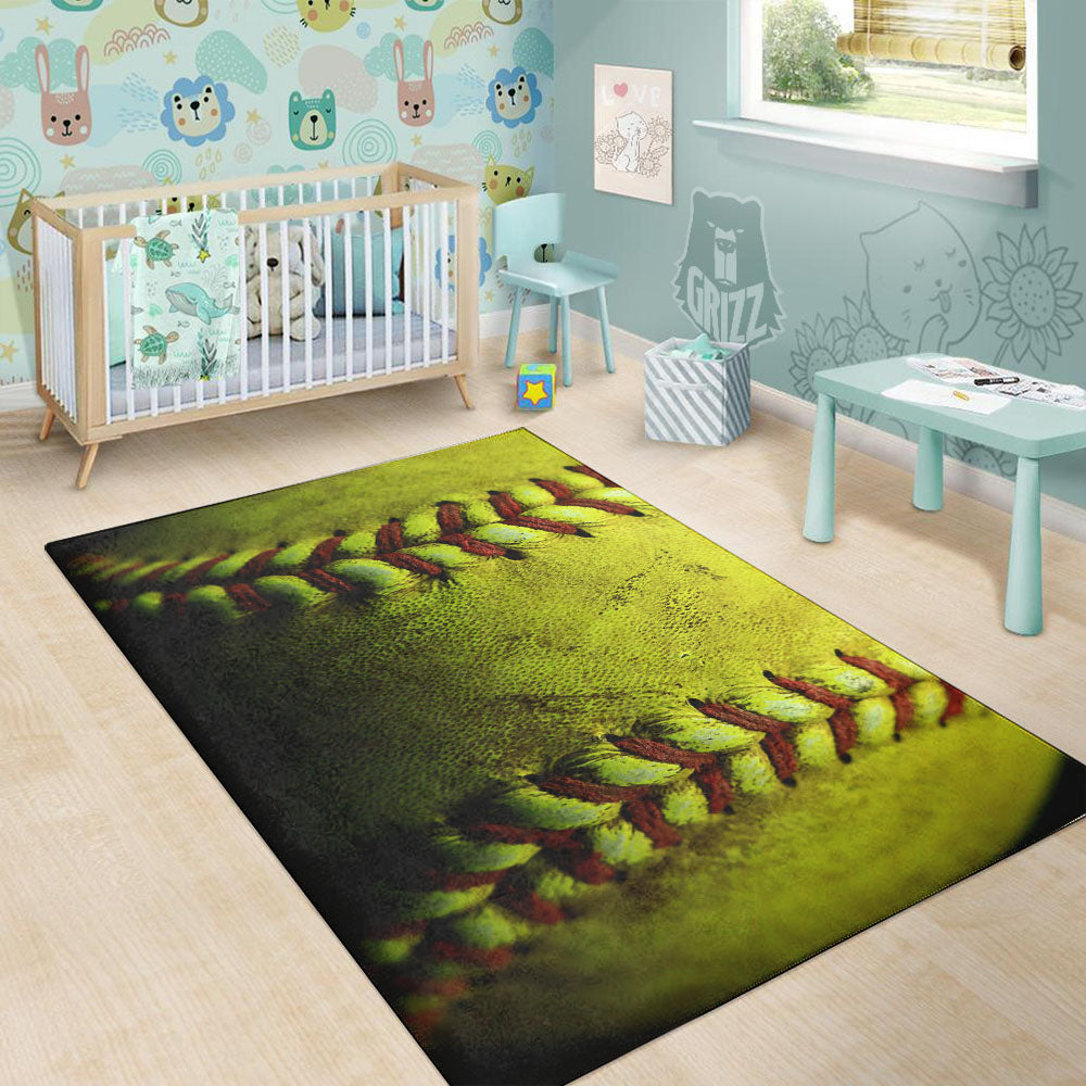 Texture Softball Ball Print Floor Mat-grizzshop