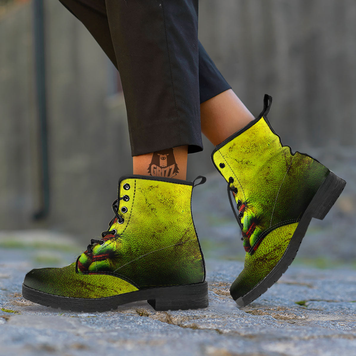Texture Softball Ball Print Leather Boots-grizzshop