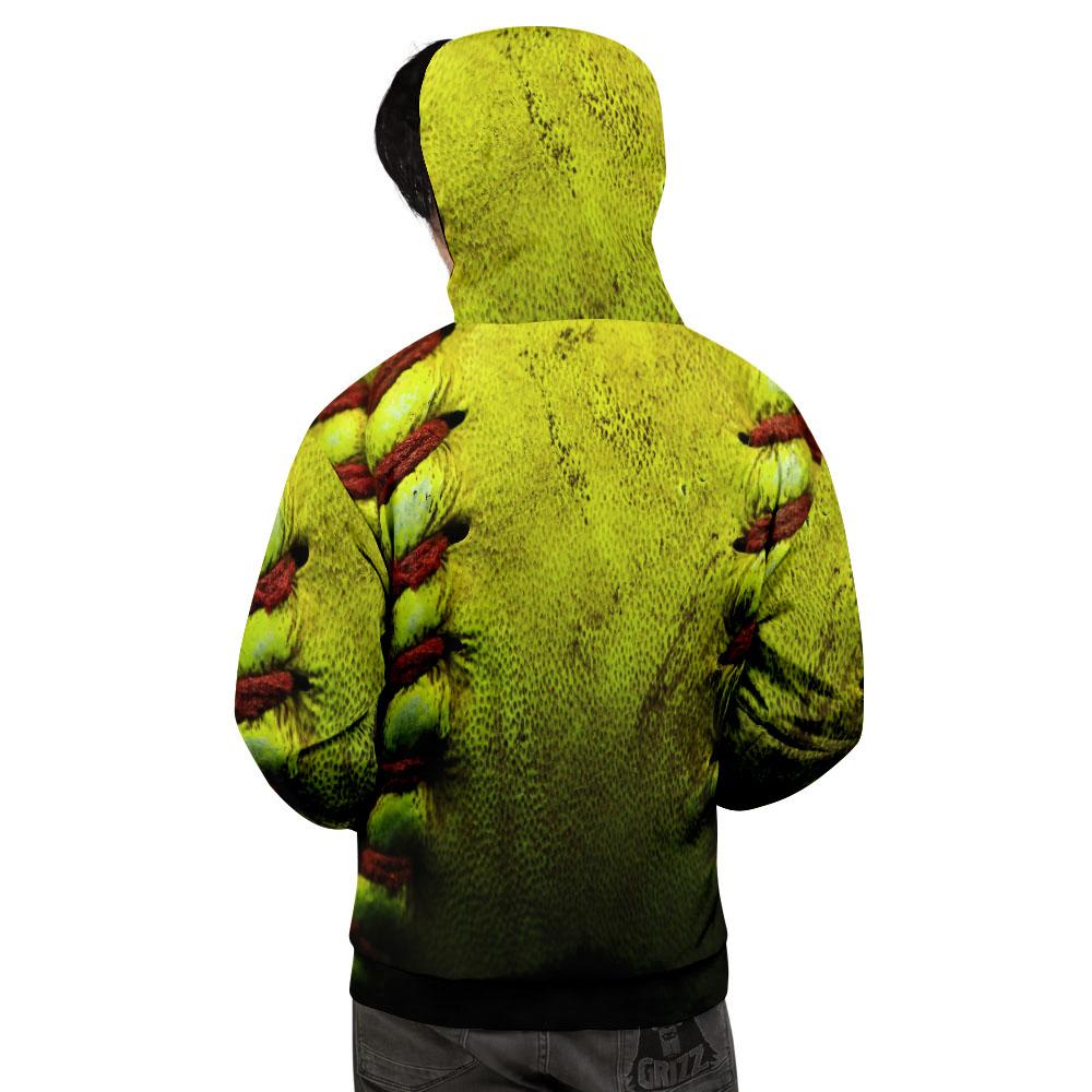 Texture Softball Ball Print Men's Hoodie-grizzshop