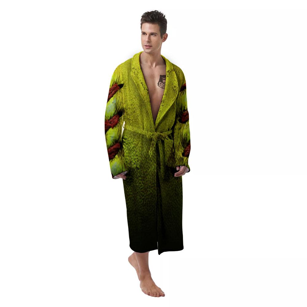 Texture Softball Ball Print Men's Robe-grizzshop