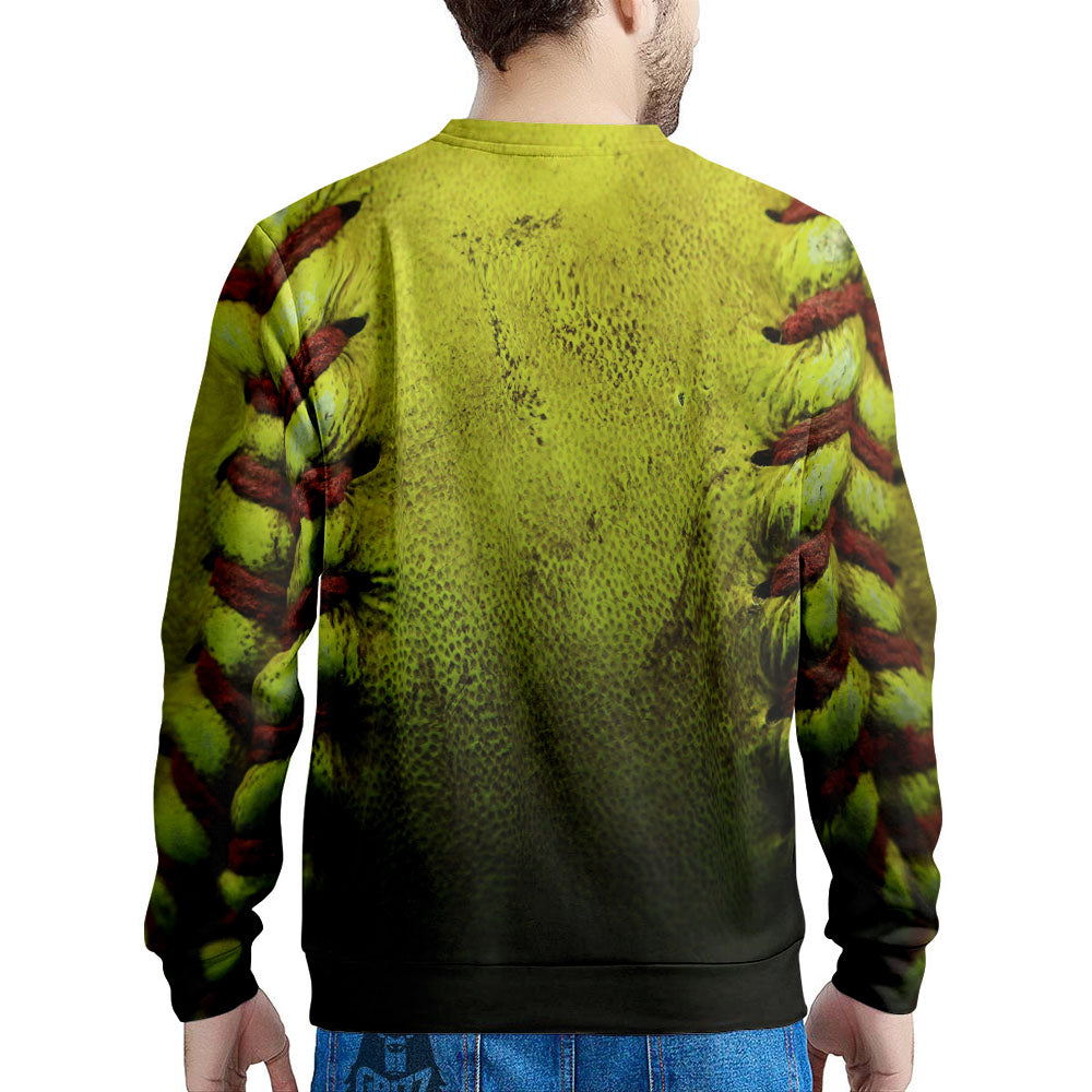 Texture Softball Ball Print Men's Sweatshirt-grizzshop