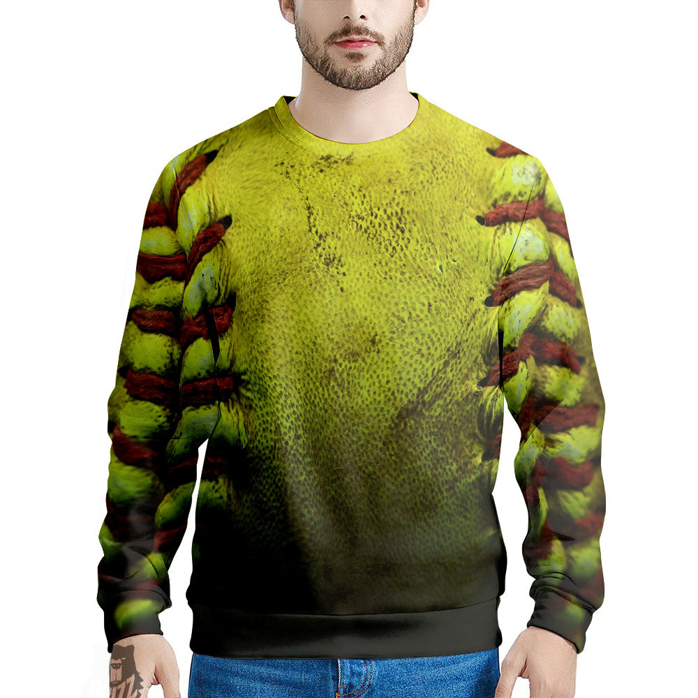 Texture Softball Ball Print Men's Sweatshirt-grizzshop