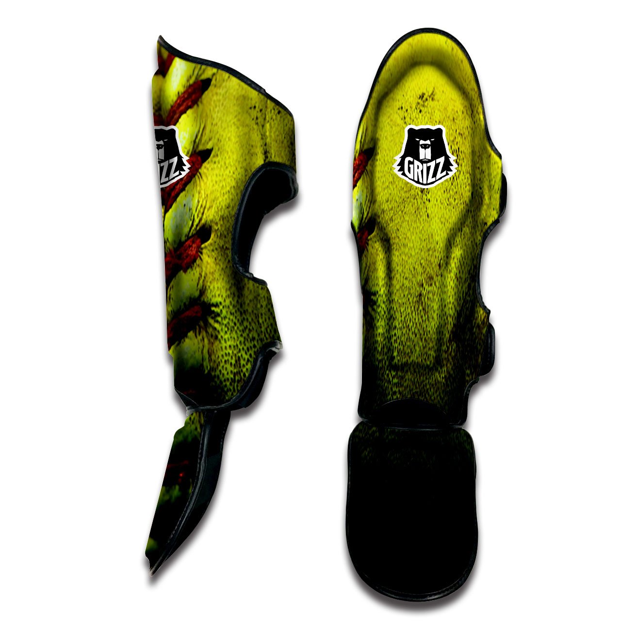 Texture Softball Ball Print Muay Thai Shin Guards-grizzshop