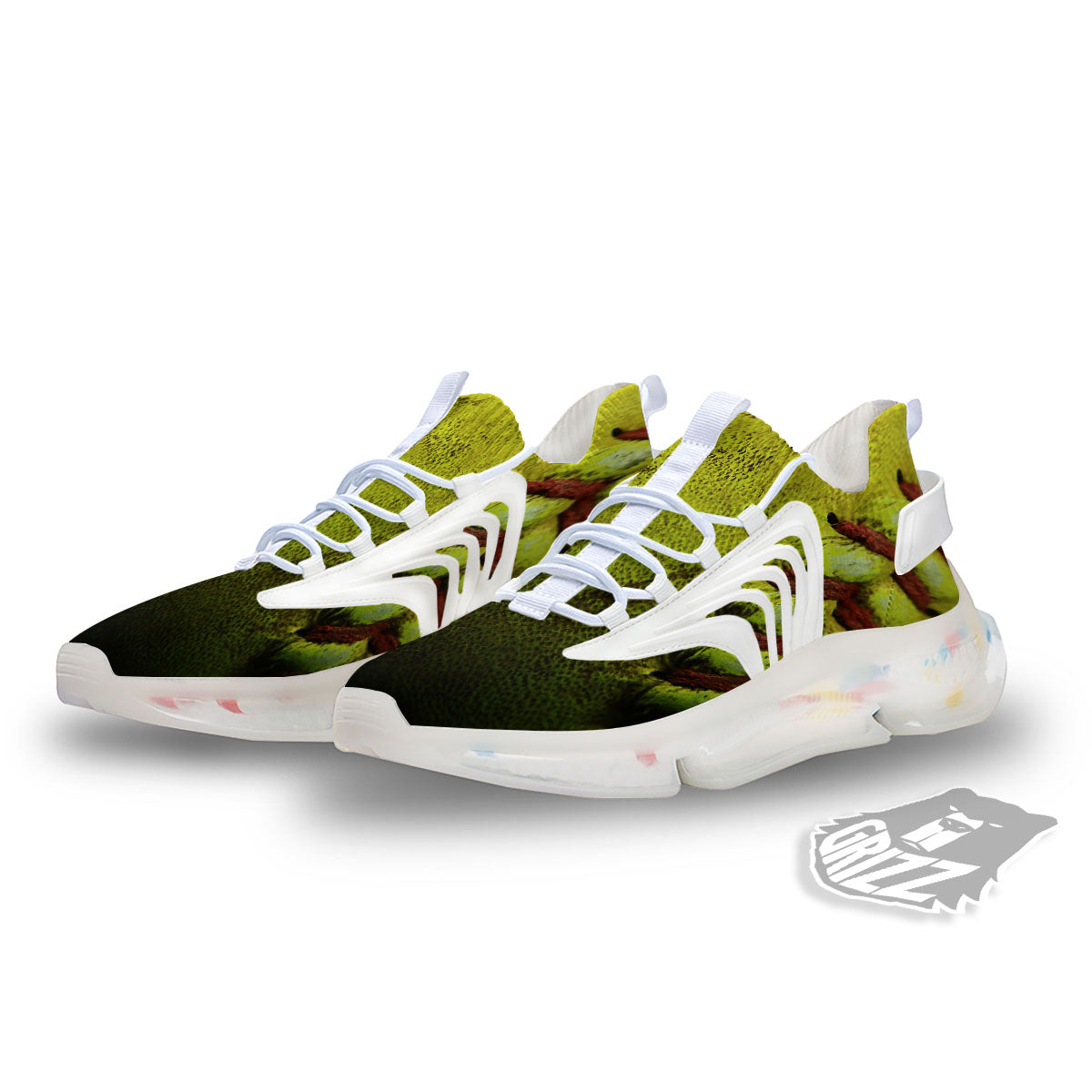 Texture Softball Ball Print White Gym Shoes-grizzshop