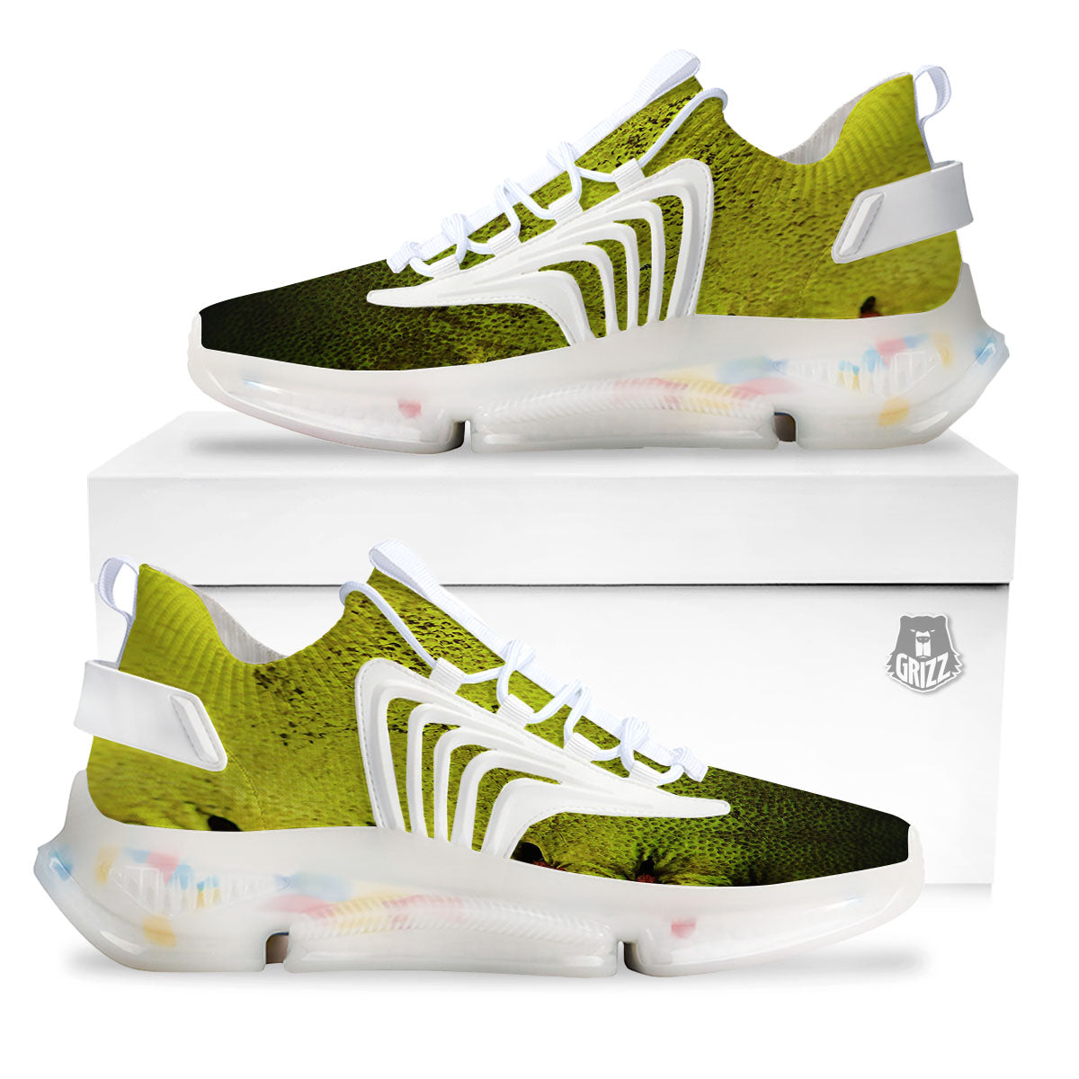 Texture Softball Ball Print White Gym Shoes-grizzshop