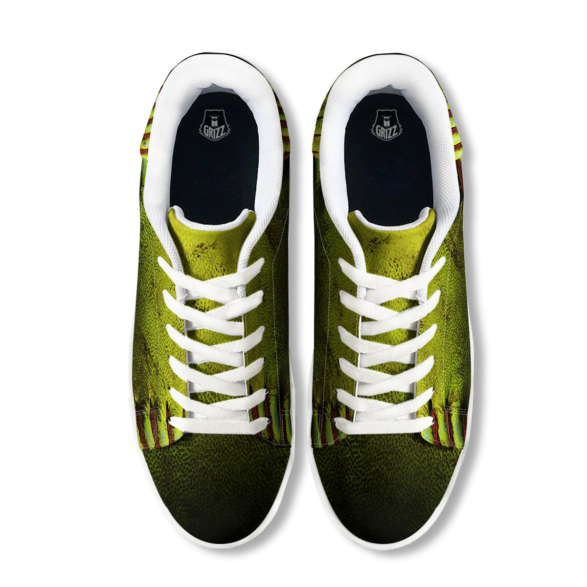 Texture Softball Ball Print White Low Top Sneakers-grizzshop