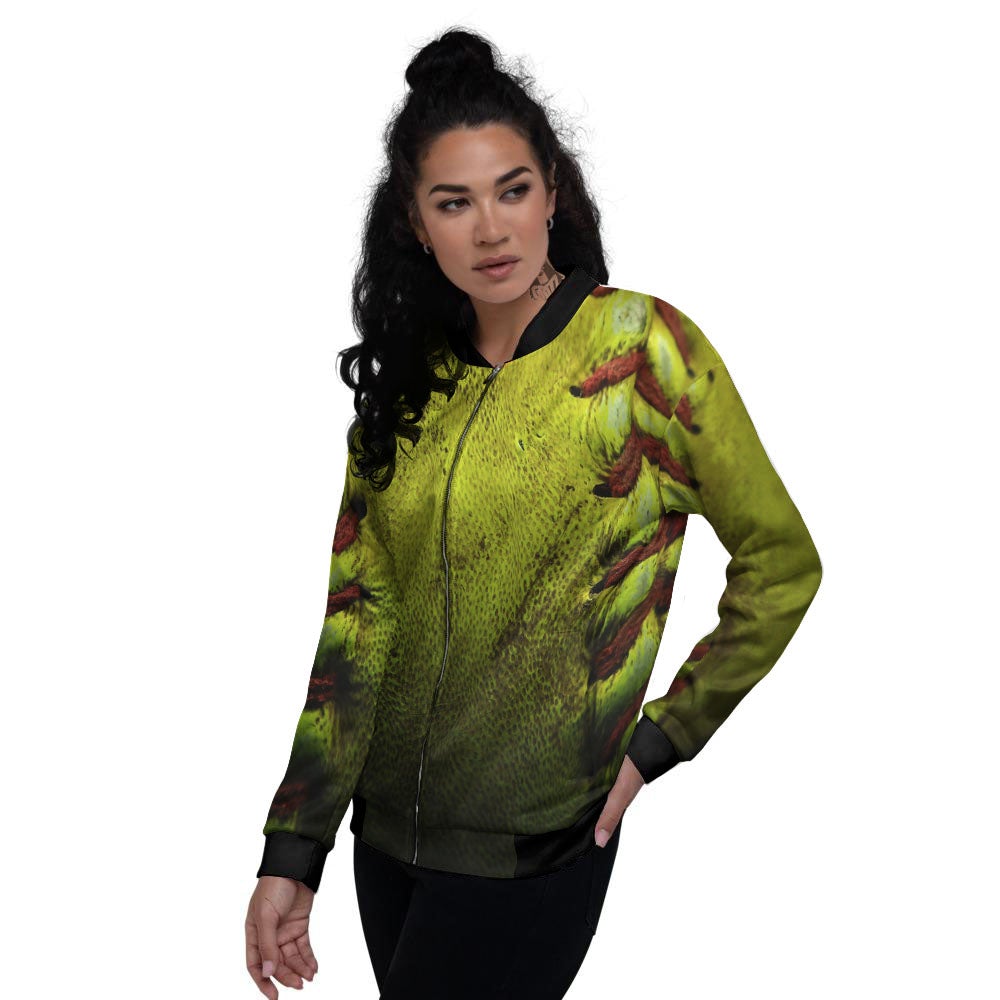 Texture Softball Ball Print Women's Bomber Jacket-grizzshop