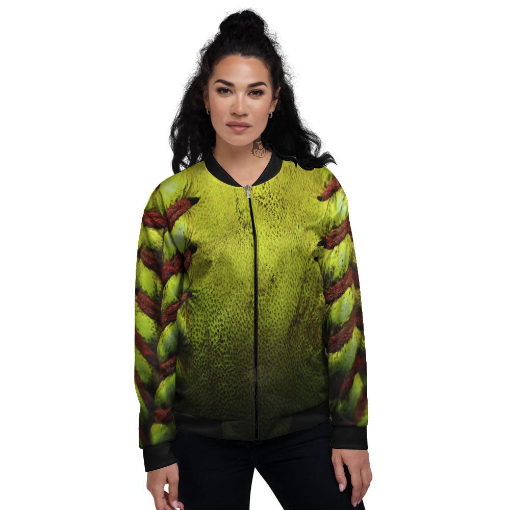 Texture Softball Ball Print Women's Bomber Jacket-grizzshop