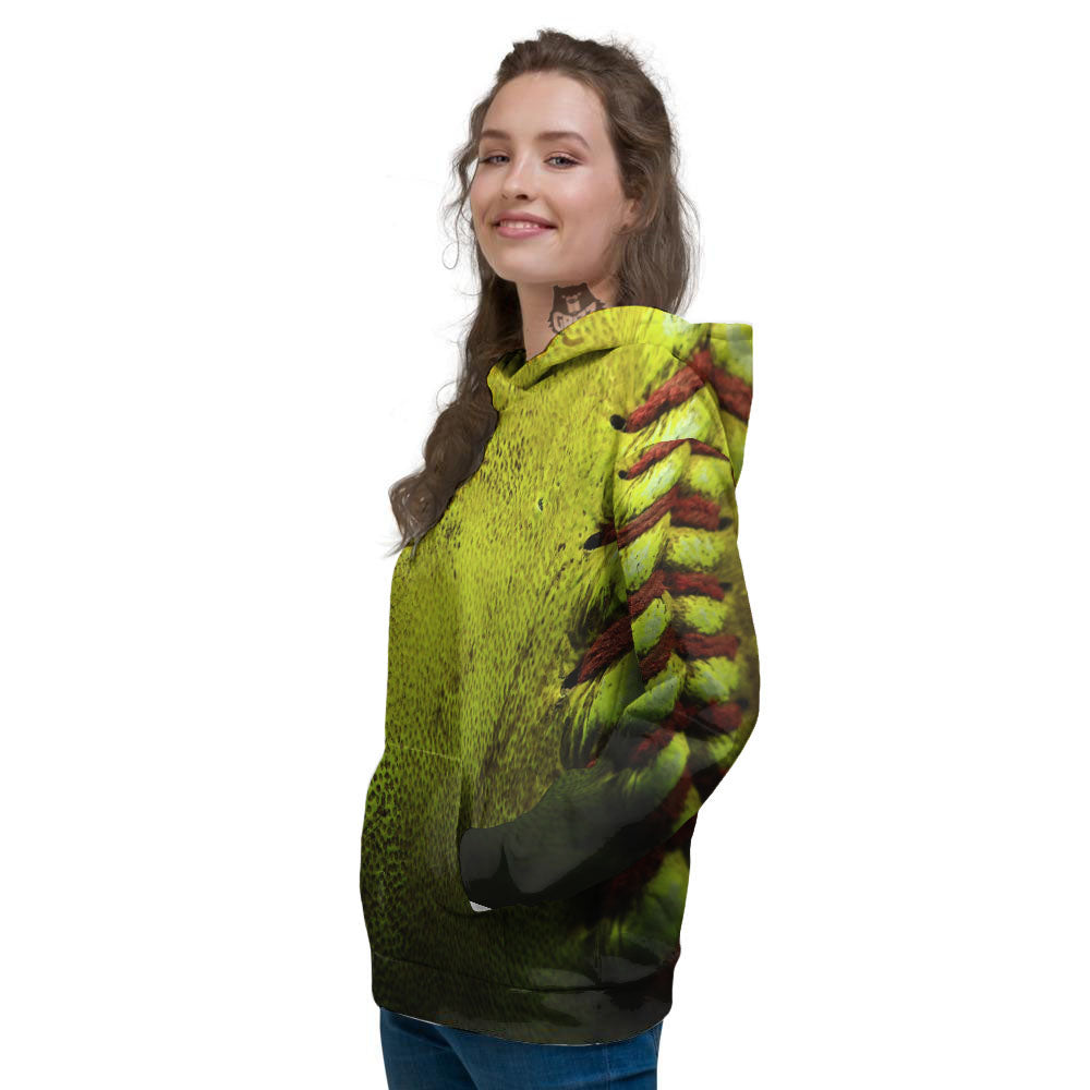 Texture Softball Ball Print Women's Hoodie-grizzshop