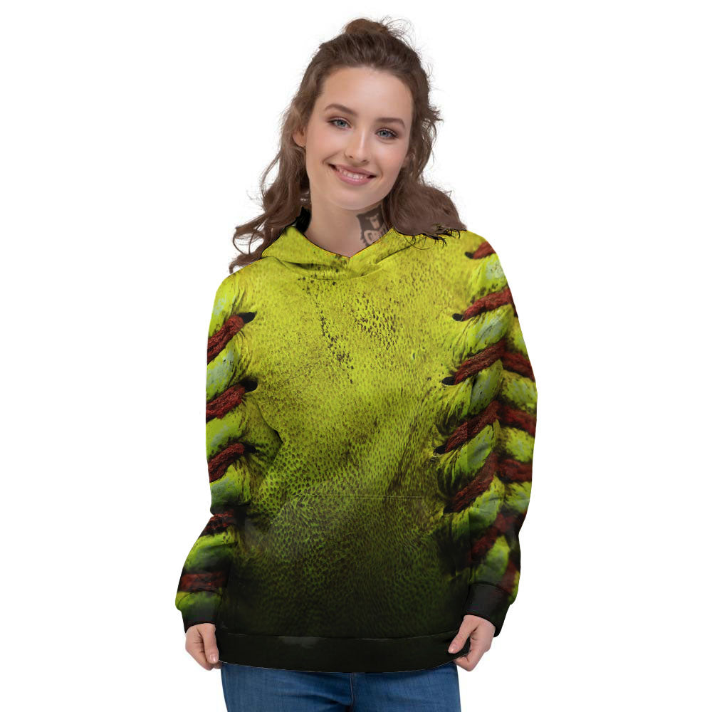 Texture Softball Ball Print Women's Hoodie-grizzshop