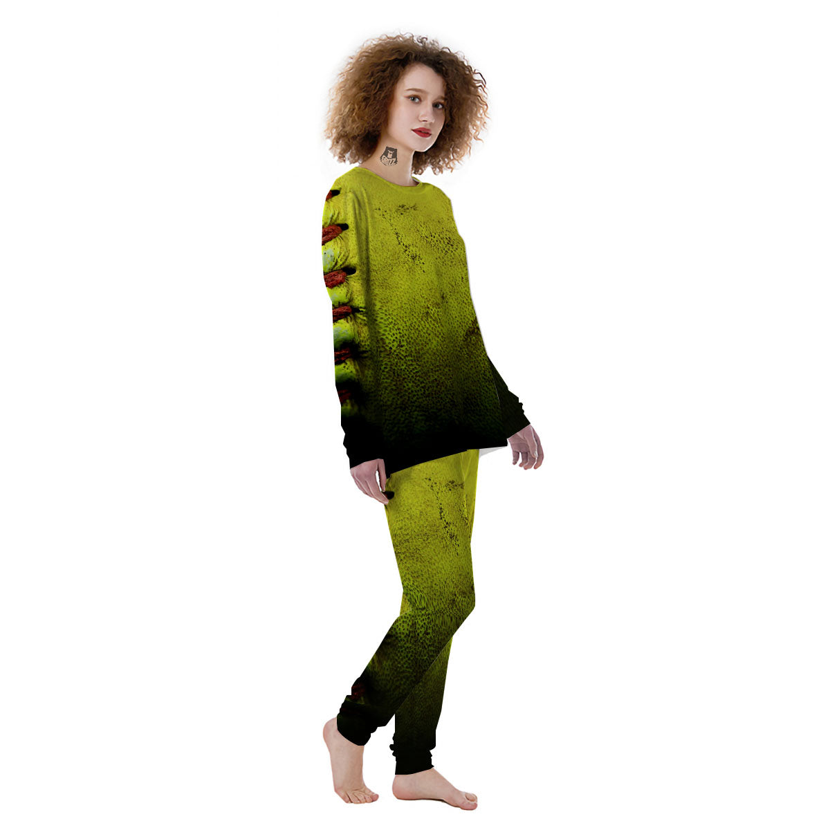 Texture Softball Ball Print Women's Pajamas-grizzshop