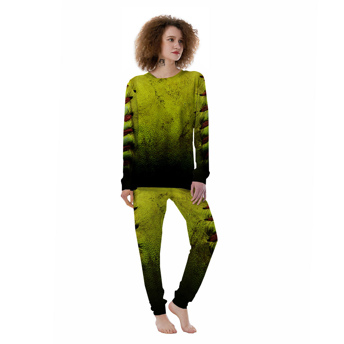 Texture Softball Ball Print Women's Pajamas-grizzshop