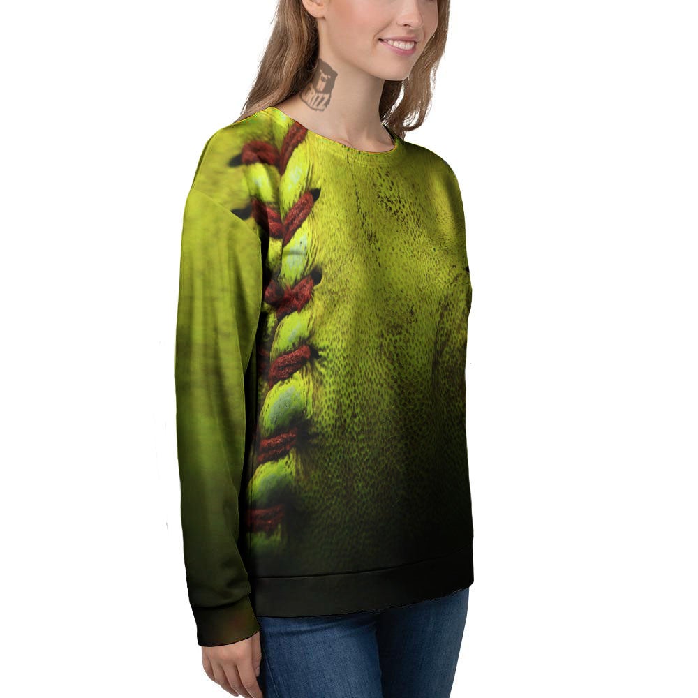 Texture Softball Ball Print Women's Sweatshirt-grizzshop