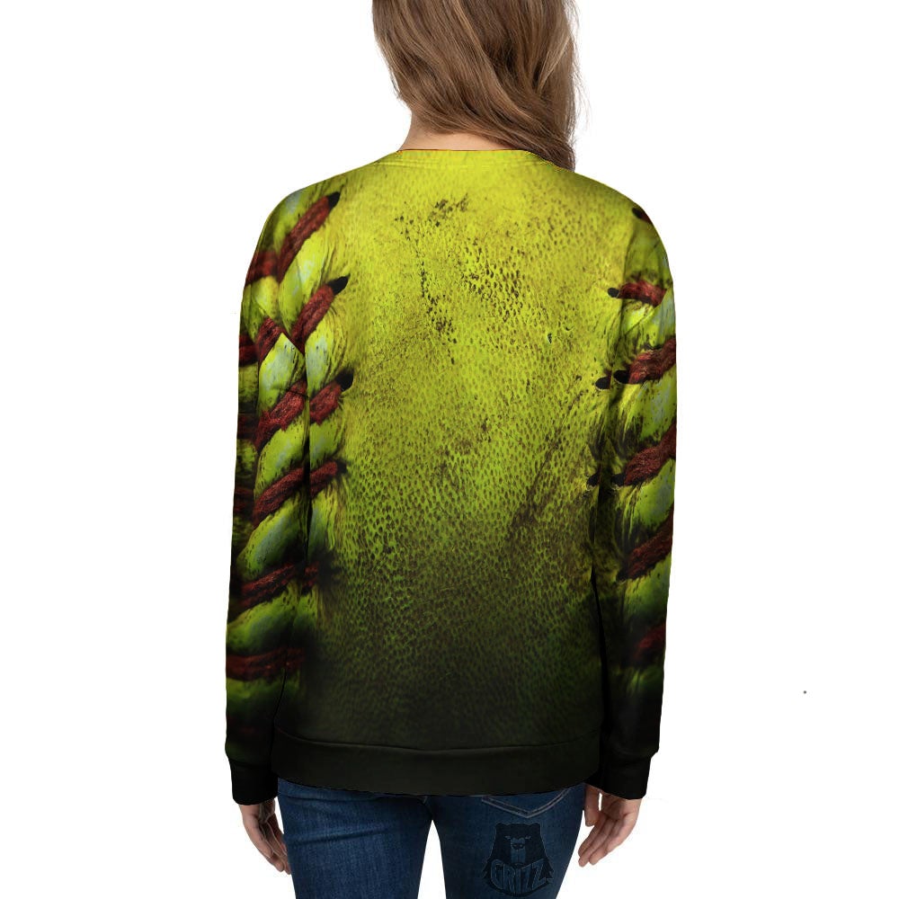 Texture Softball Ball Print Women's Sweatshirt-grizzshop
