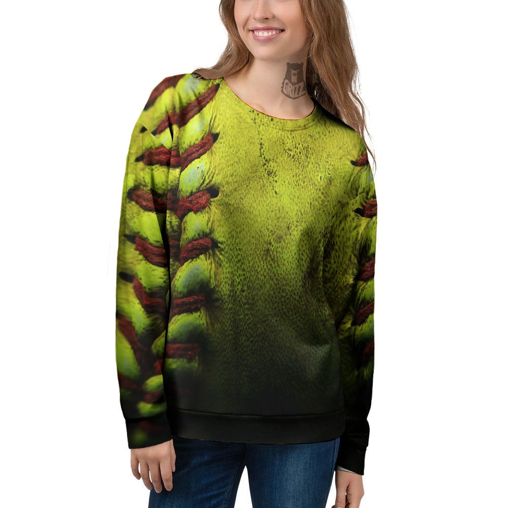 Texture Softball Ball Print Women's Sweatshirt-grizzshop