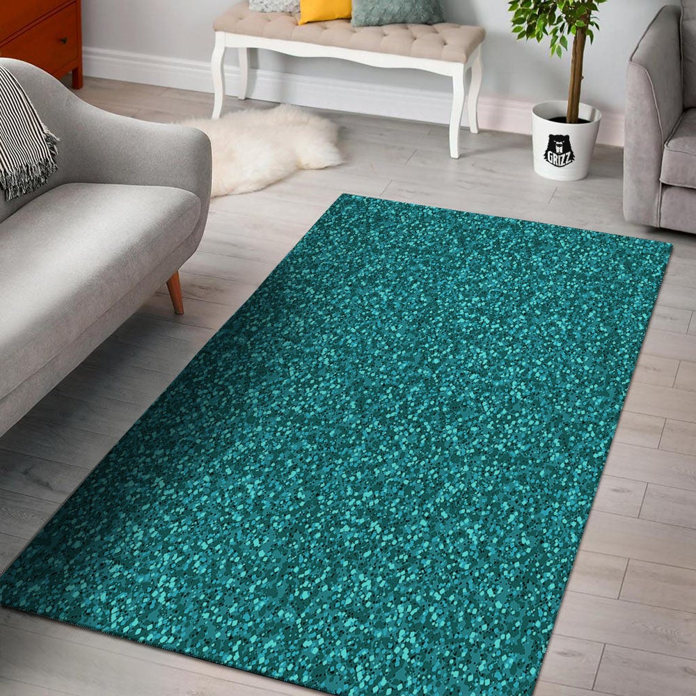 Texture Turquoise Glitter Print Pattern Floor Mat-grizzshop