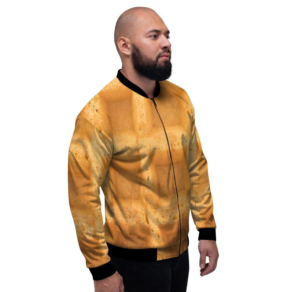 Texture Waffle Print Men's Bomber Jacket-grizzshop