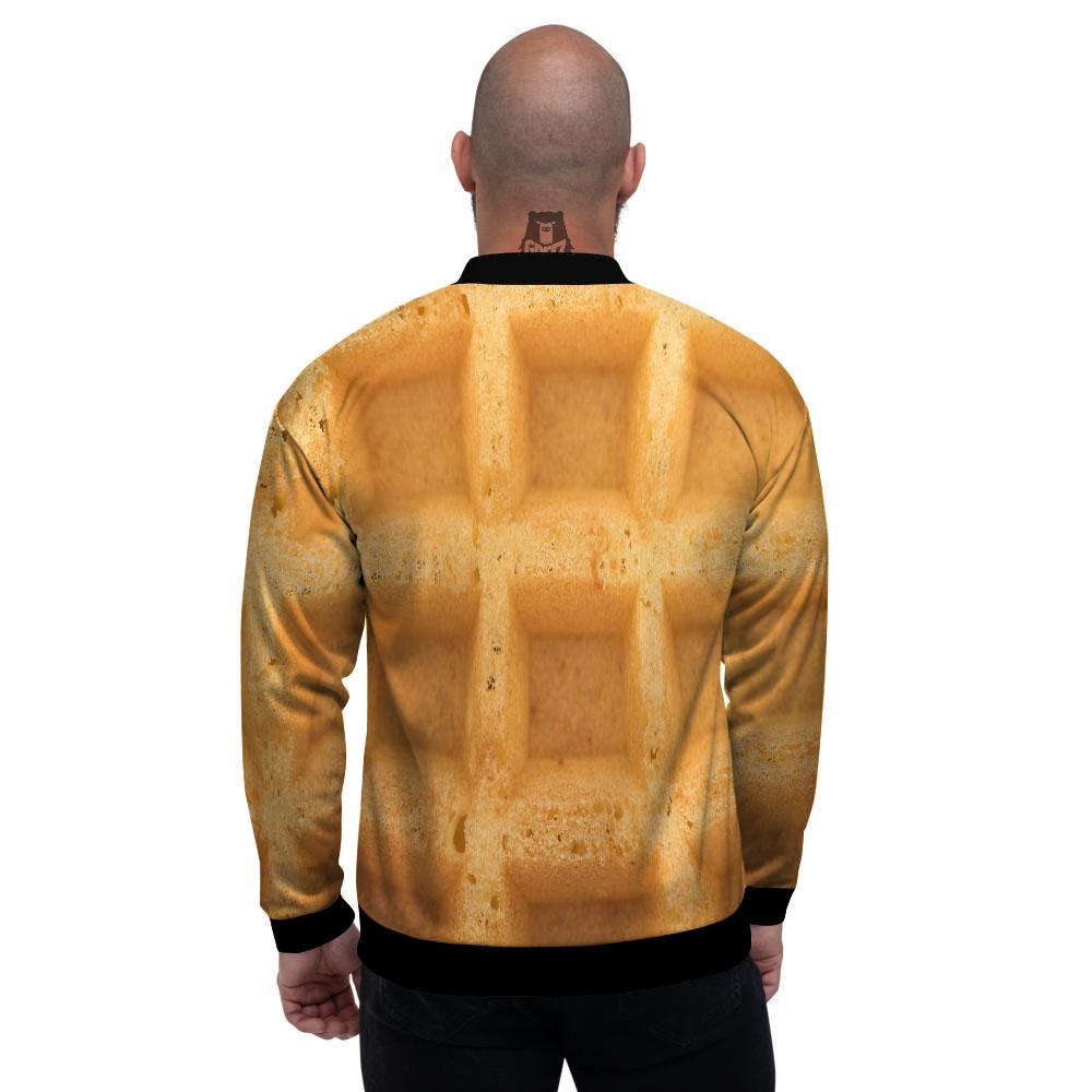 Texture Waffle Print Men's Bomber Jacket-grizzshop