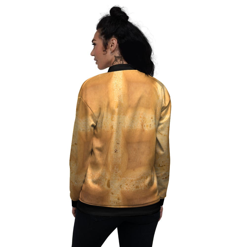 Texture Waffle Print Women's Bomber Jacket-grizzshop